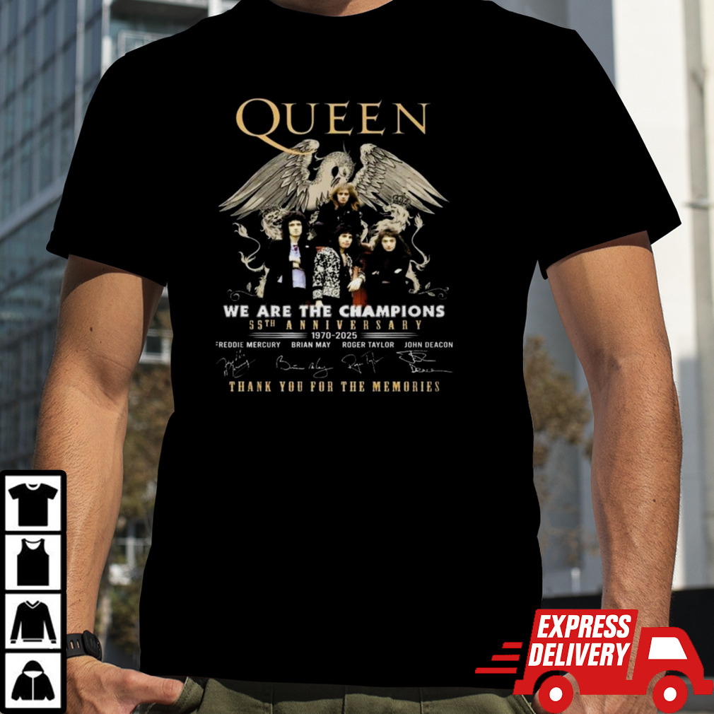 Original Queen We Are The Champions 55th Anniversary 1970 – 2025 Thank You For The Memories T Shirt