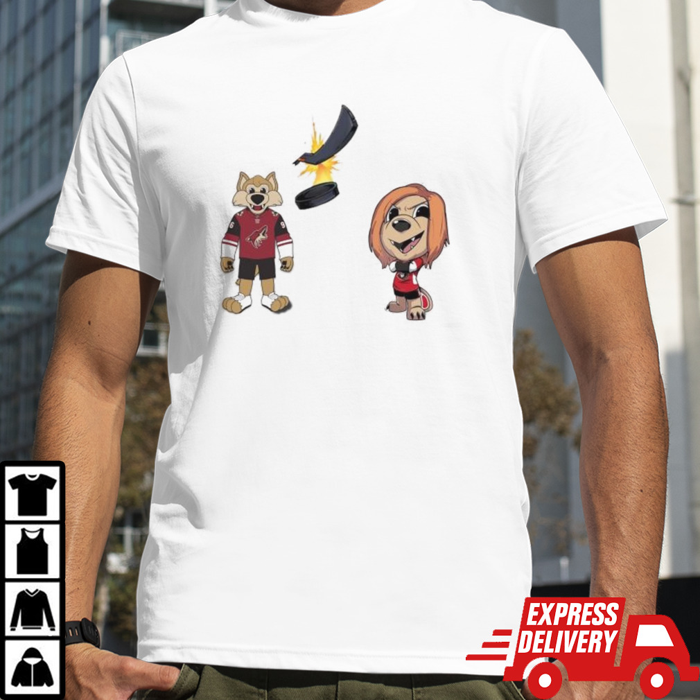 Arizona Coyotes VS Ottawa Senators NHL 2024 mascot cartoon hockey shirt