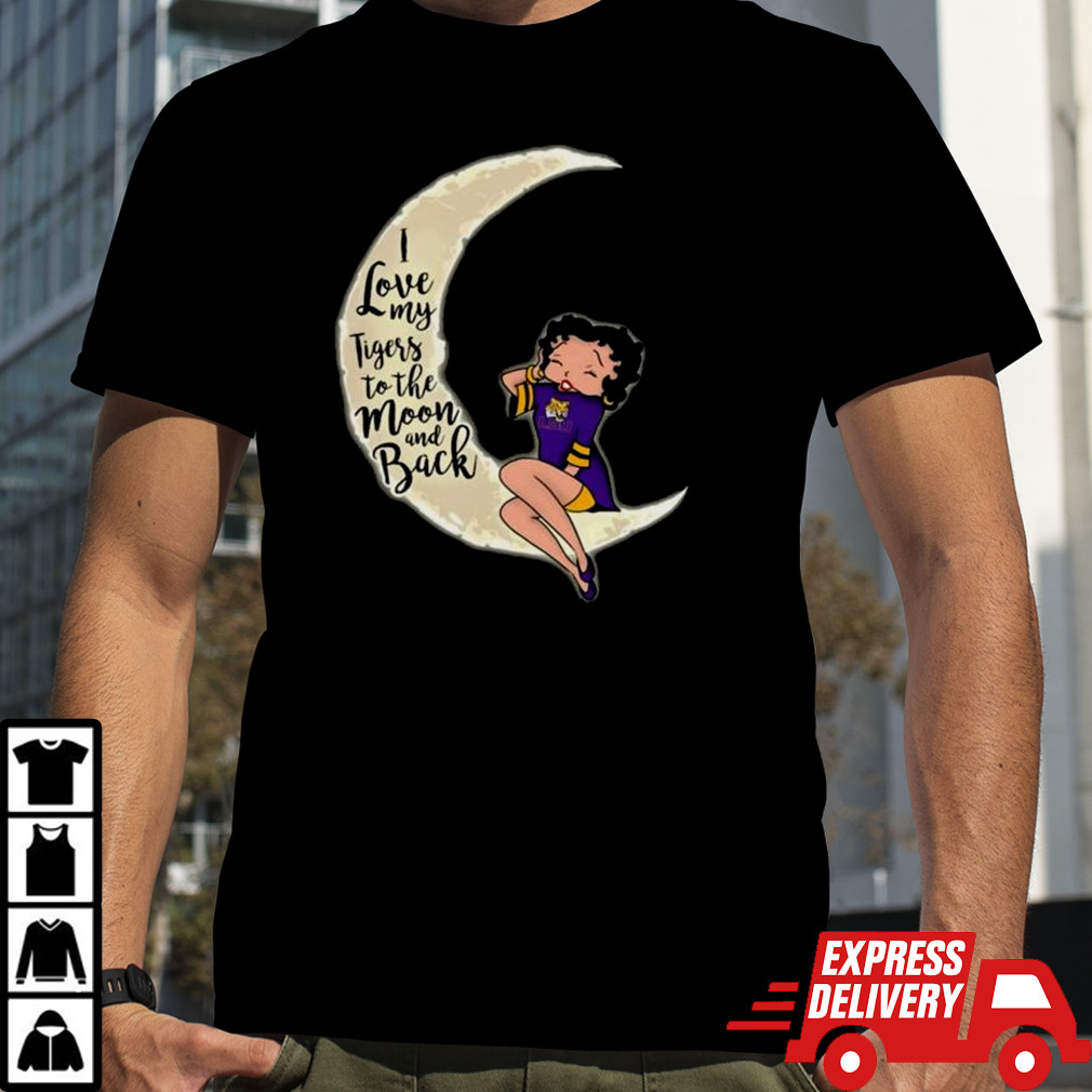 Betty Boop I Love My LSU Tigers To The Moon And Back Shirt