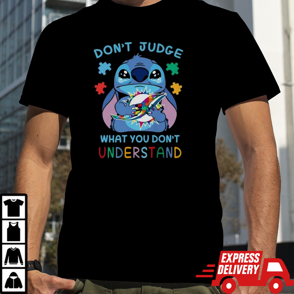 Stitch Miami Dolphins Autism Awareness Don’t Judge What you Don’t Understand Shirt