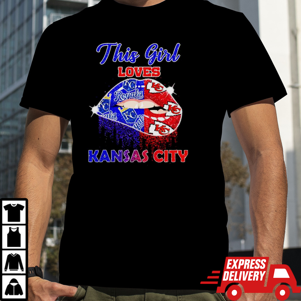 this Girl Loves Her Kansas City Chiefs And Kansas City Royals Lips Diamonds Shirt