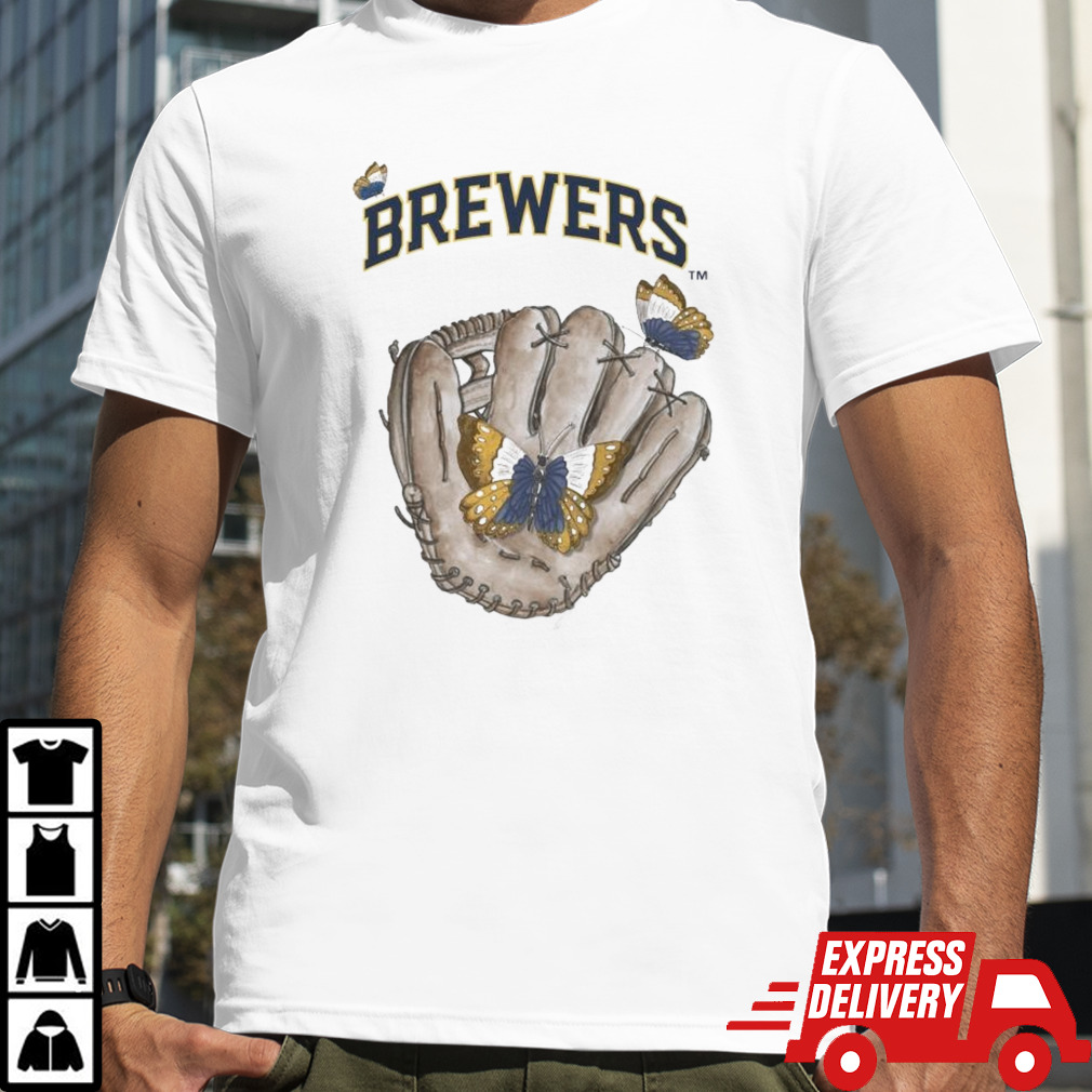 Butterfly Glove Milwaukee Brewers Baseball T-shirt