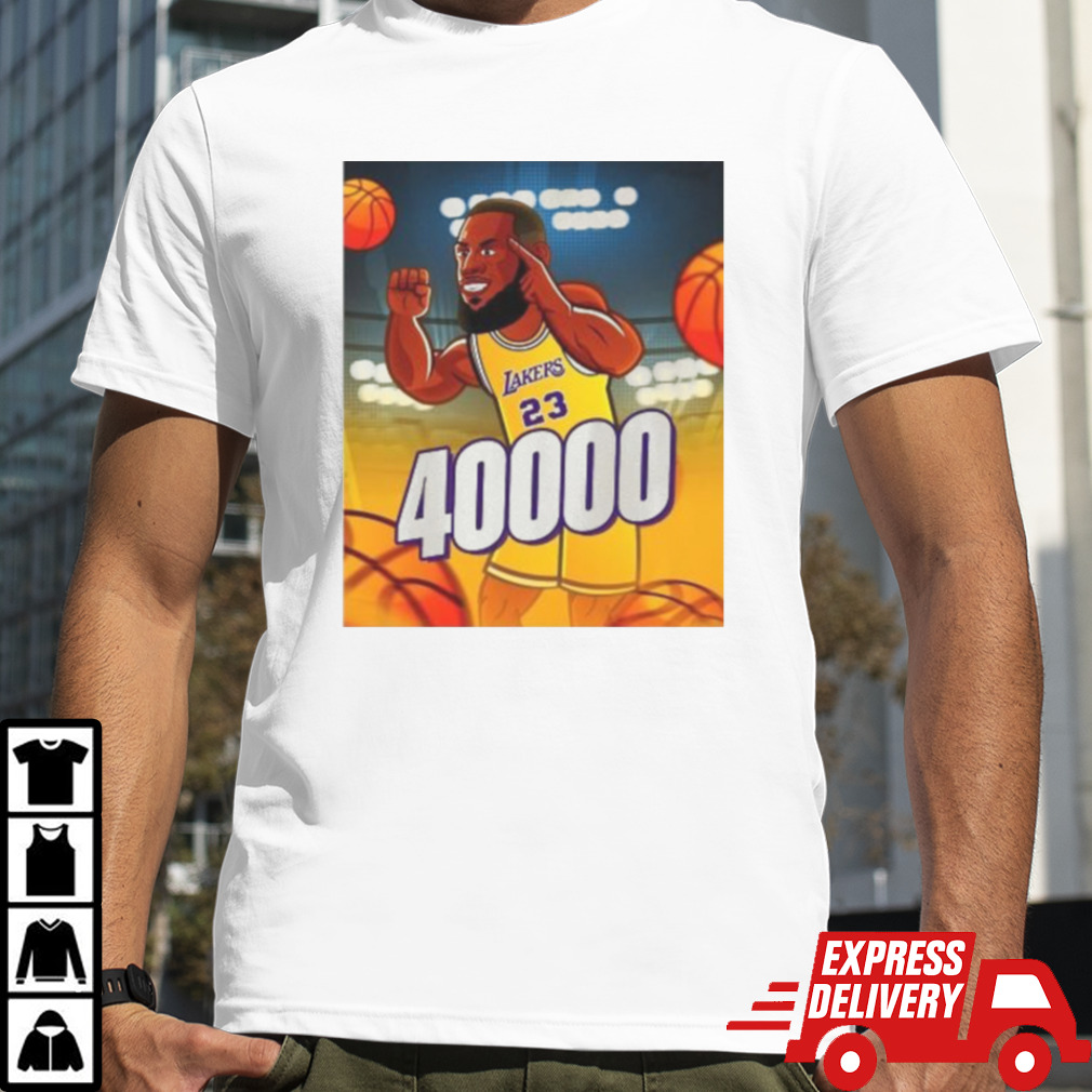 Los Angeles Lakers Lebron James 23 smiling hand sign 40.000 poster shirt