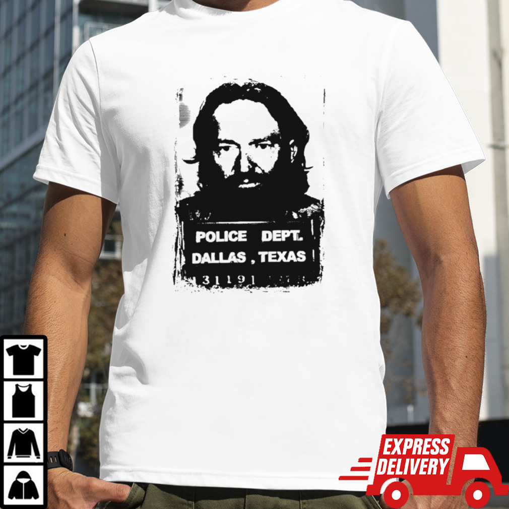 Willie Nelson mugshot police dept Dallas Texas shirt