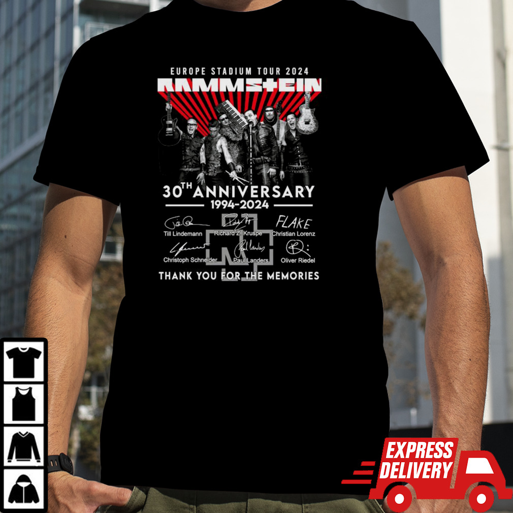 Europe stadium tour rammstein 30th anniversary 1994 thank you for the memories shirt