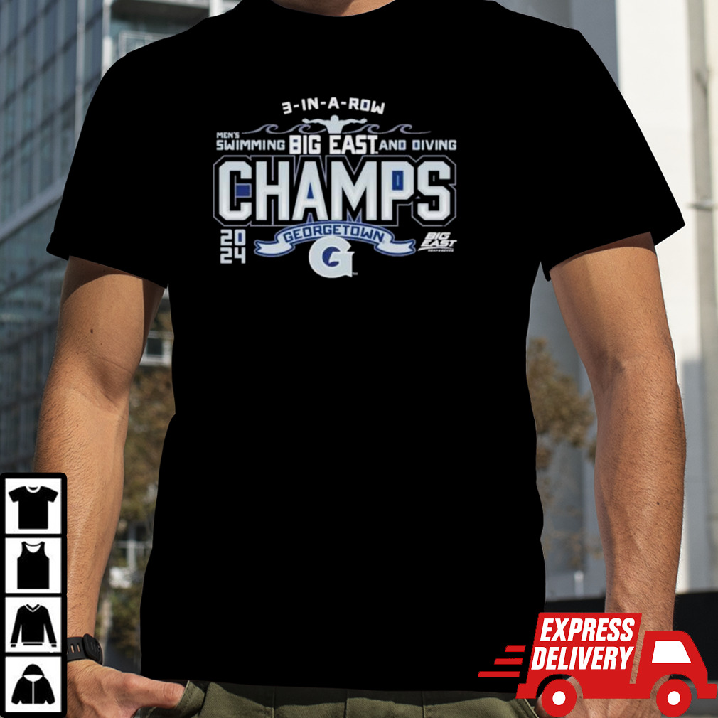 Georgetown Hoyas Blue 84 2024 Big East Men’s Swimming & Diving Champions T-Shirt