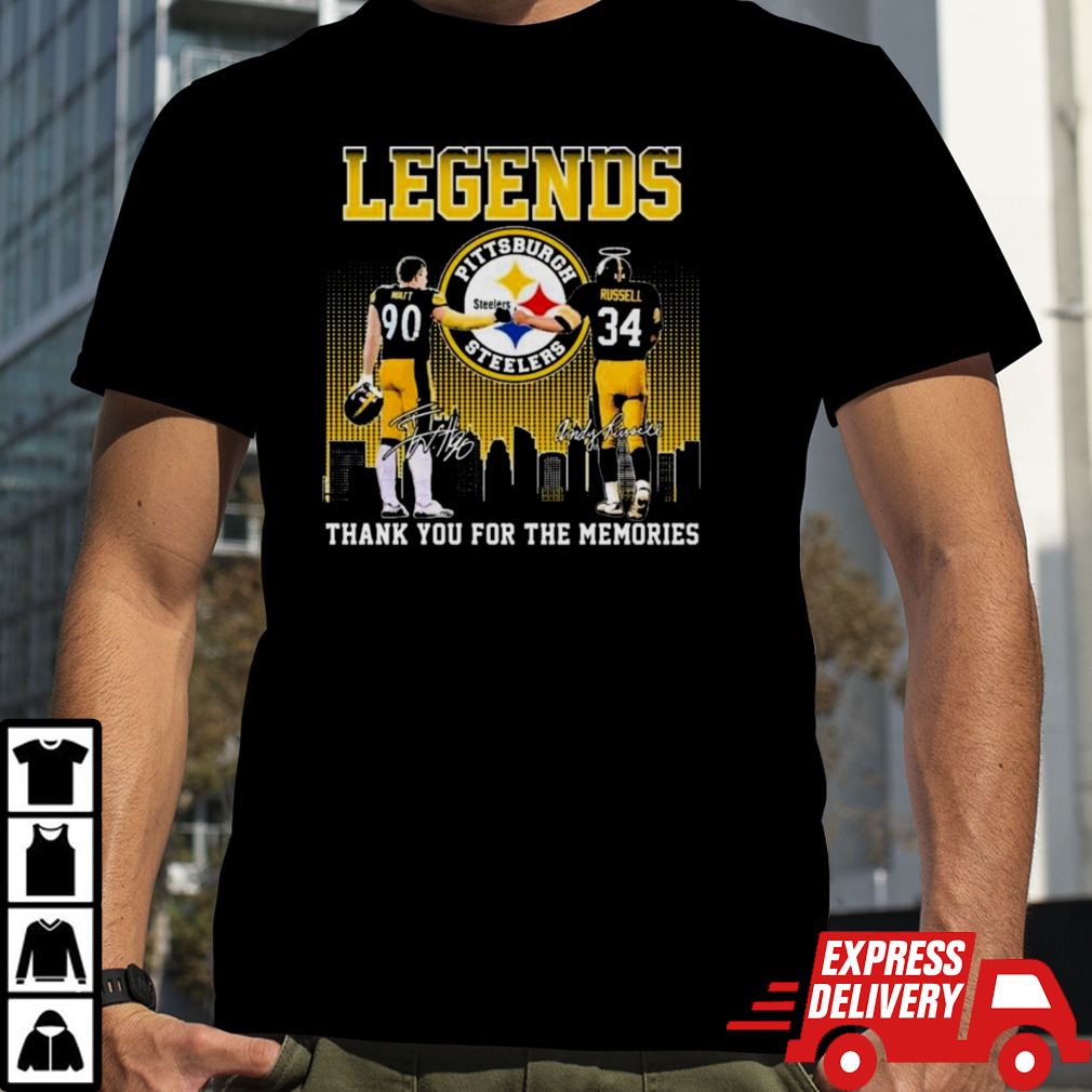 Legends Jj Watt And Bill Russell Pittsburgh Steelers Thank You For The Memories Signatures Shirt