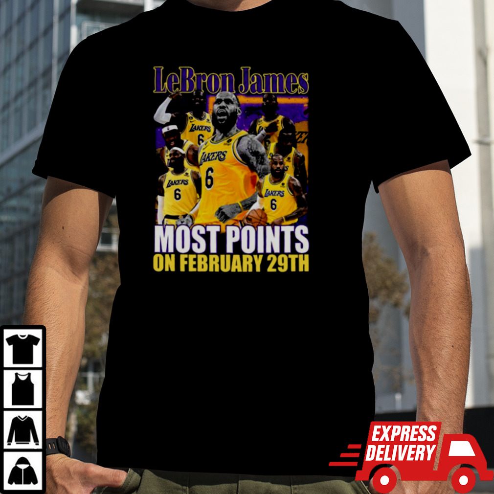 Los Angeles Lakers LeBron James most points on february 29th shirt