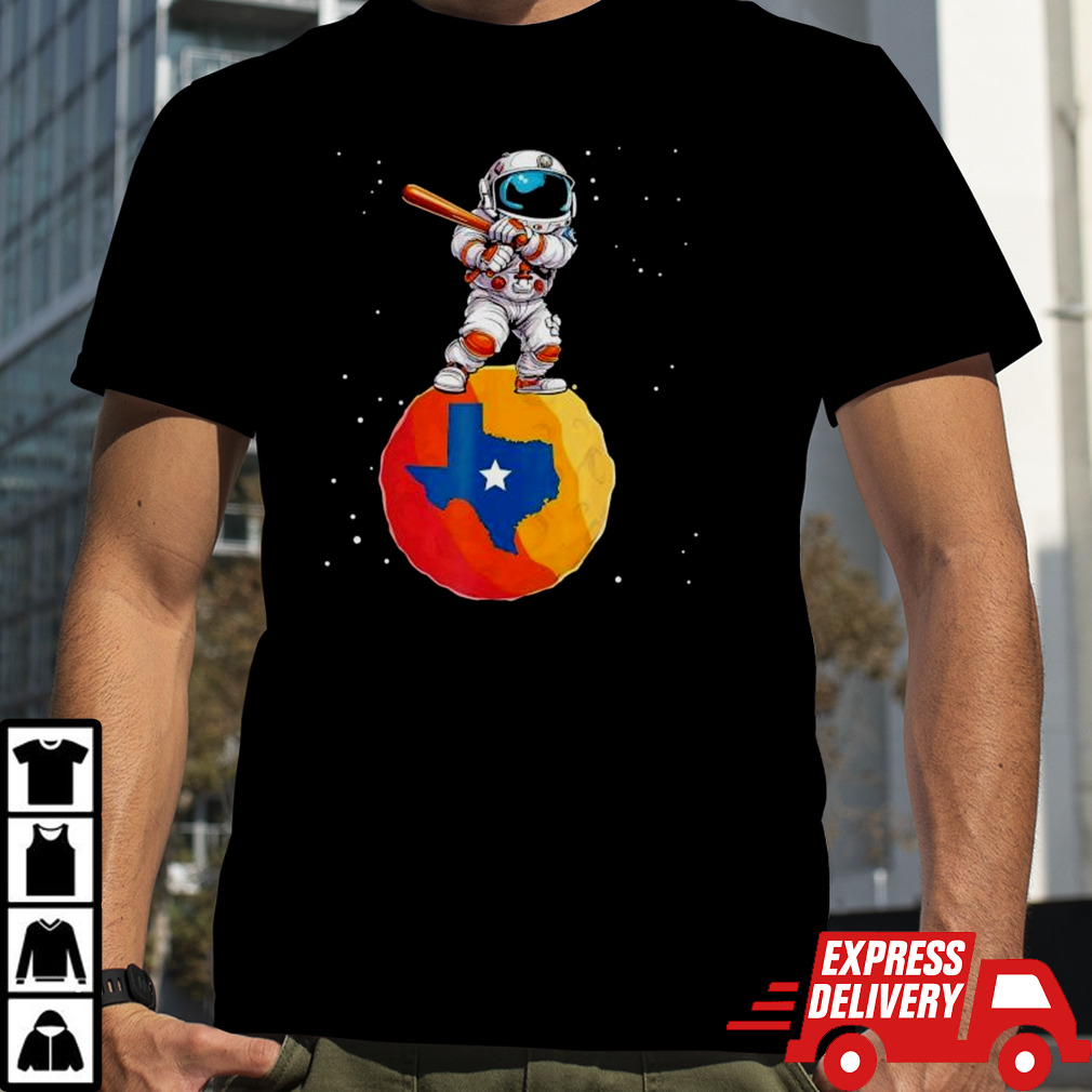 Astronaut Holding Baseball Bat Standing On Houston Astros Planet Stars shirt