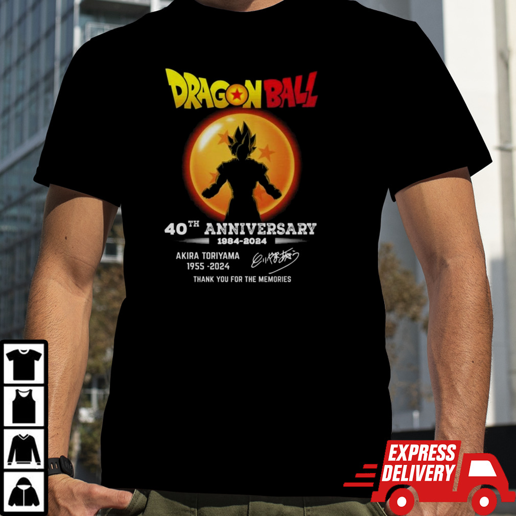 Dragon Ball 40th Anniversary 1984-2024 Akira Toriyama 1955-2024 Thank You For The Memories T-shirt