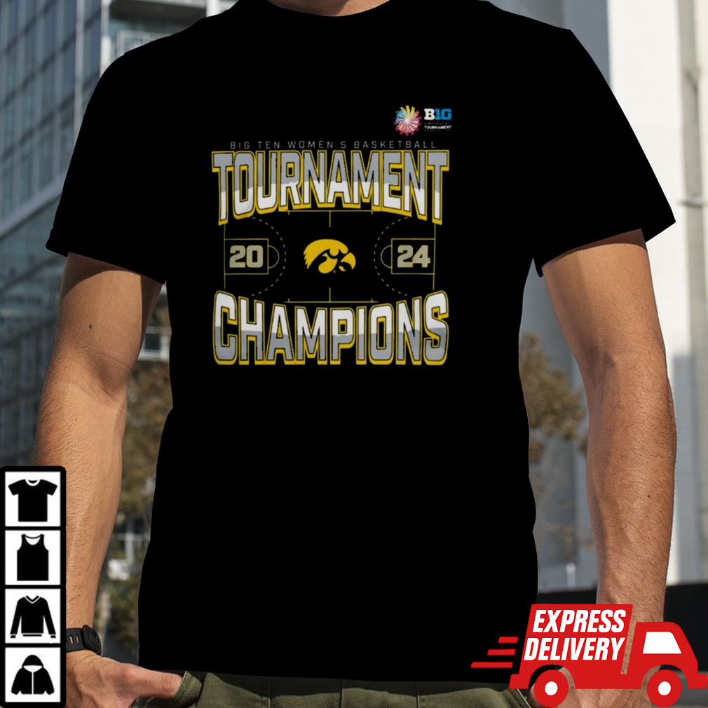 Iowa Hawkeyes 2024 Big Ten Women’s Basketball Conference Tournament Champions Three Pointer T-Shirt