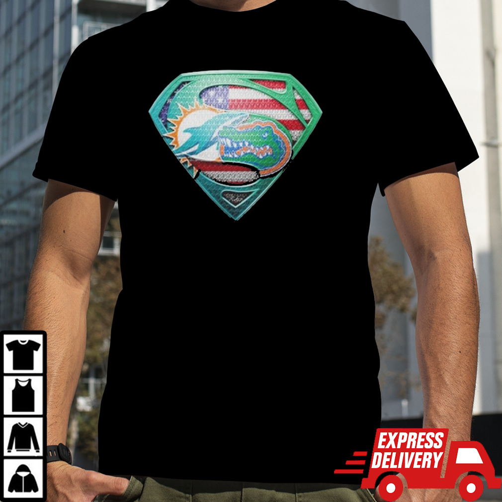 Miami Dolphins And Florida Gators Superman Sports T-shirt