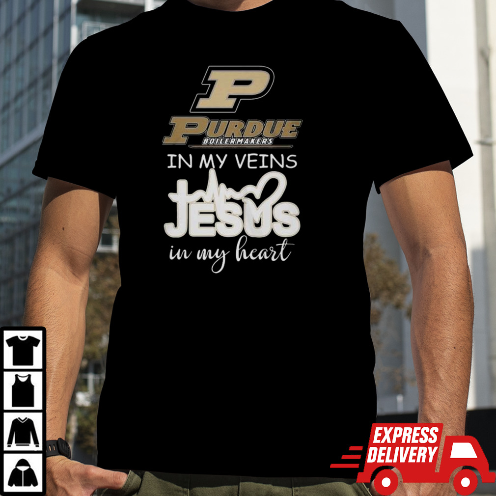 Purdue Boilermakers 2024 In My Veins Jesus In My Heart Shirt