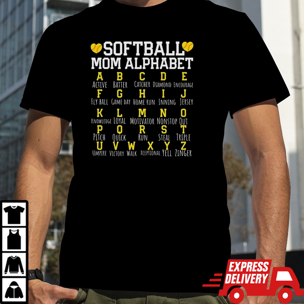 Softball Mom Alphabet Sporty Family Shirt