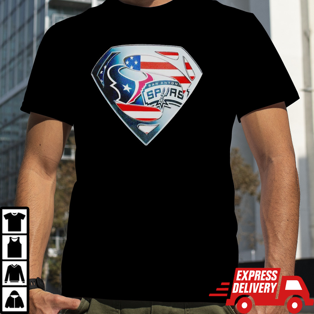 Superman Sports Houston Texans and San Antonio Spurs Logo shirt