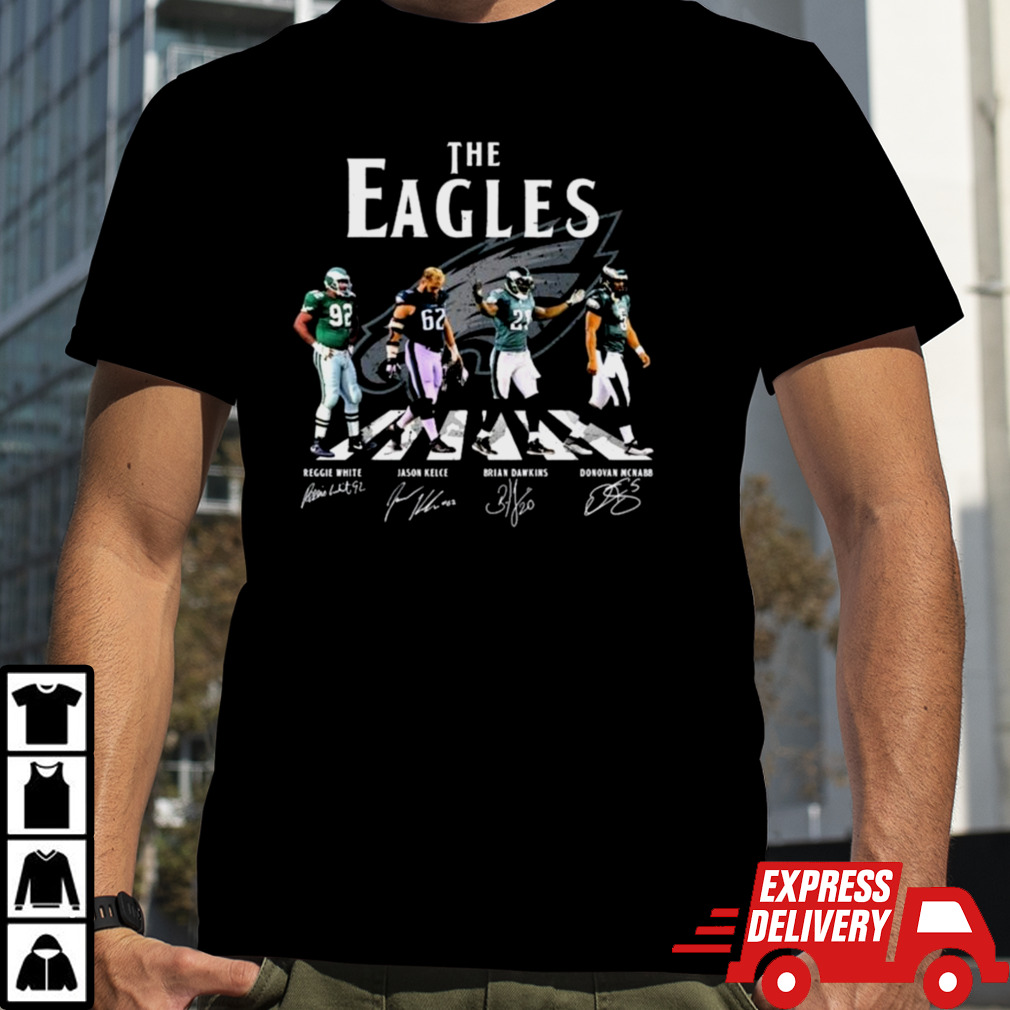 The Eagles Abbey Road Reggie White Jason Kelce Brian Dawkins And Donovan Mcnabb Signatures Shirt