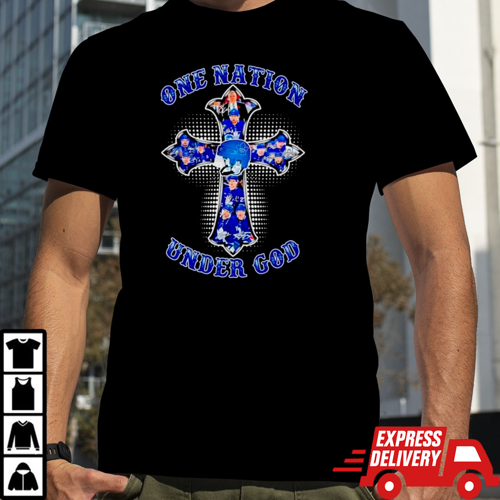 Toronto Maple Leafs cross one nation under god signatures shirt