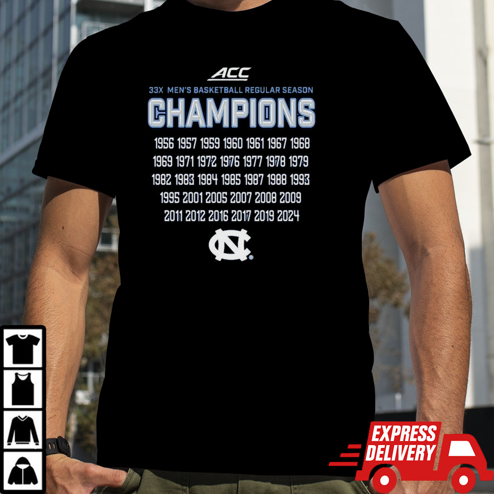 UNC Tar Heels 33X ACC Men’s Basketball Regular Season Champions shirt