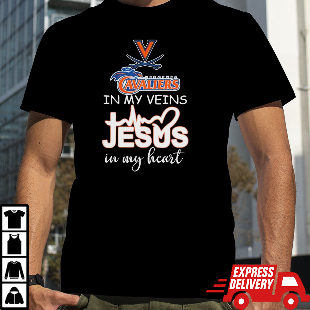 Virginia Cavaliers basketball in my veins Jesus in my heart shirt