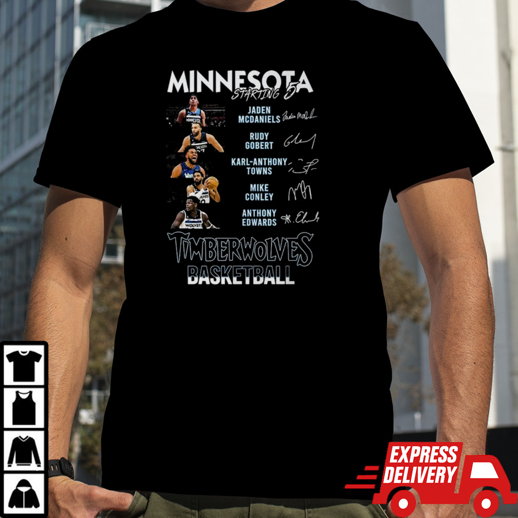 All Stars Minnesota Timberwolves Starting 5 Basketball Signatures Shirt