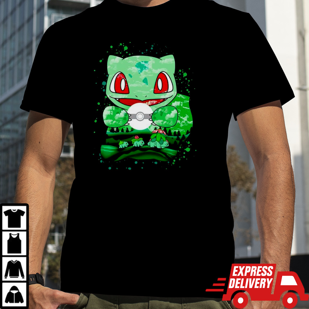 Bulbasaur Ivysaur and Venusaur grass evolution painting shirt