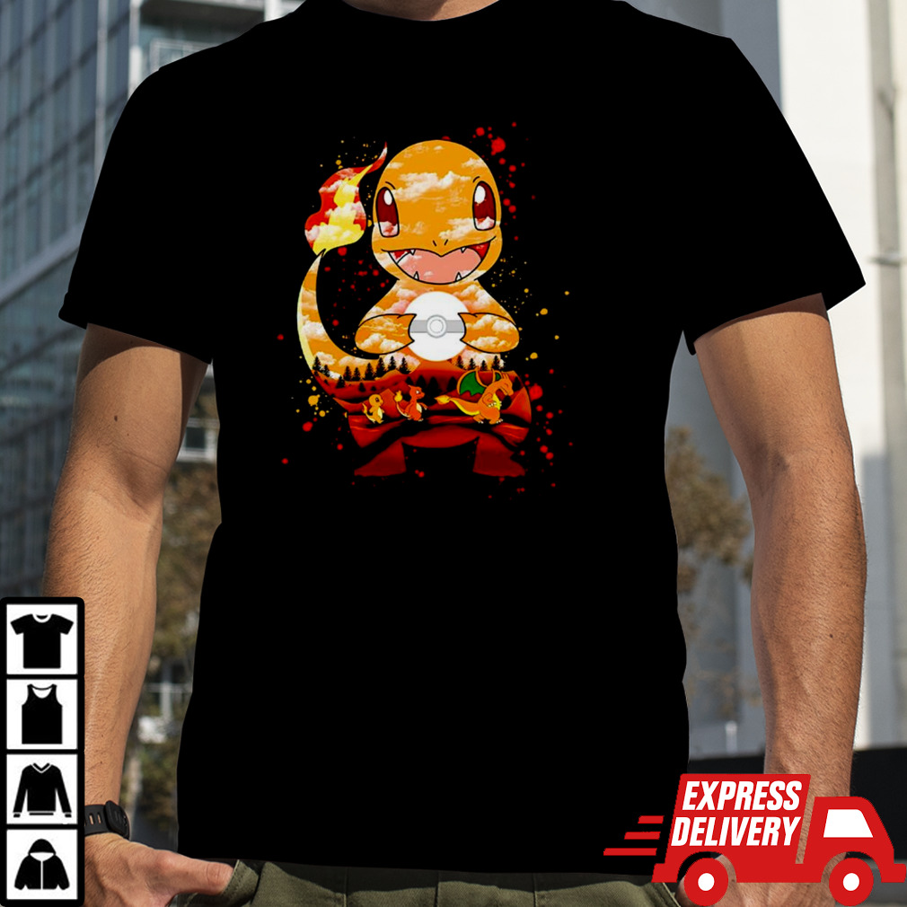 Charmander Charmeleon and Charizard fire evolution painting shirt