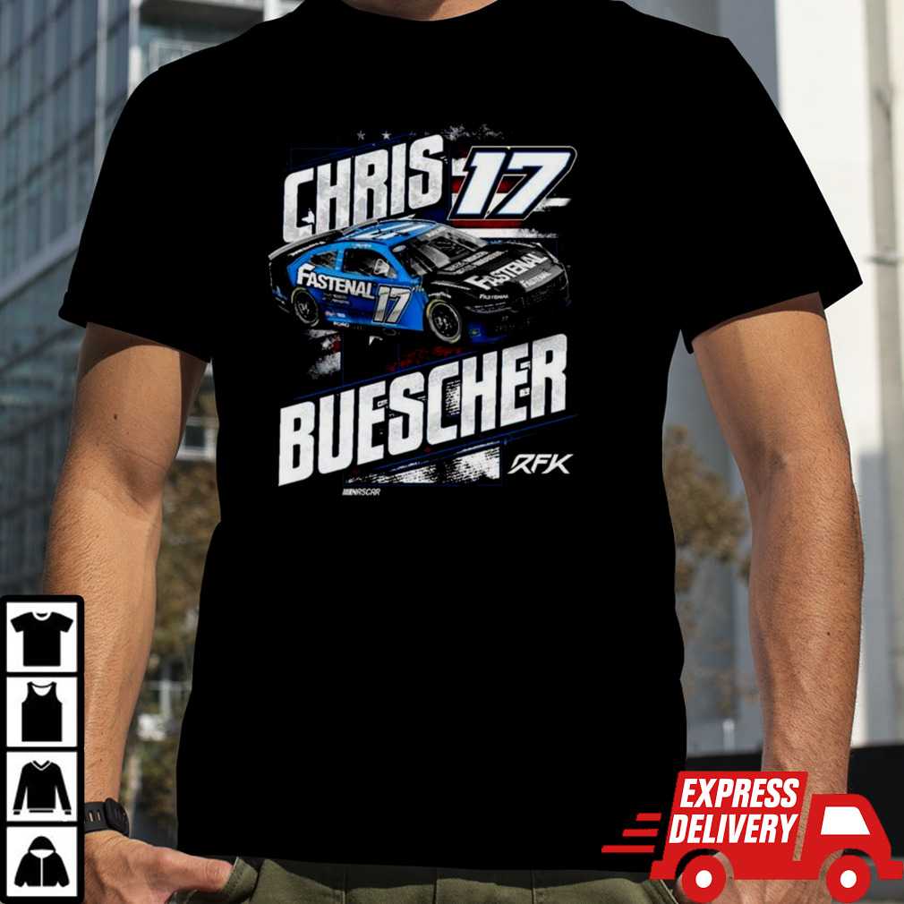 Chris Buescher Checkered Flag Sports Navy Fastenal Patriotic Shirt