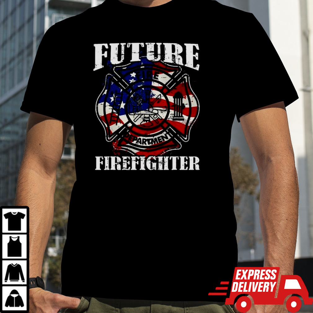 Future Firefighter Usa Flag Theme For Birthday Shirt