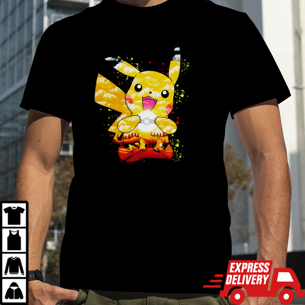 Pichu Pikachu and Raichu electric evolution painting shirt