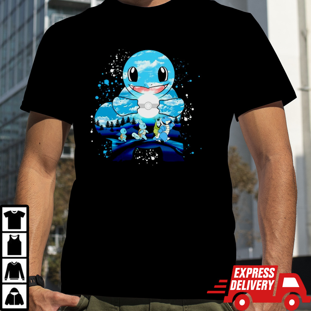 Squirtle Wartortle and Blastoise water evolution painting shirt