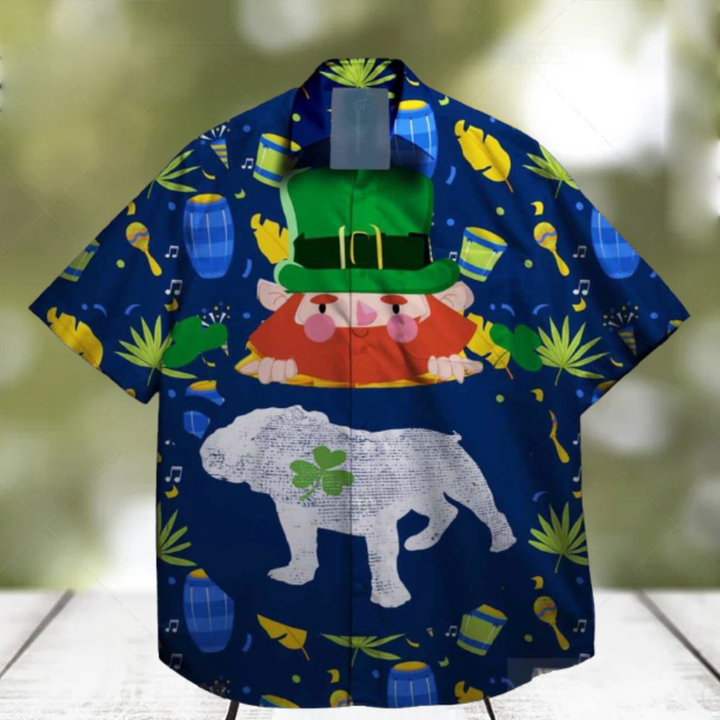 a dog and shamrocks st patrick day hawaiian shirt