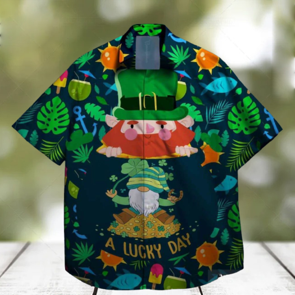 a lucky day shamrock st patrick day hawaiian shirt