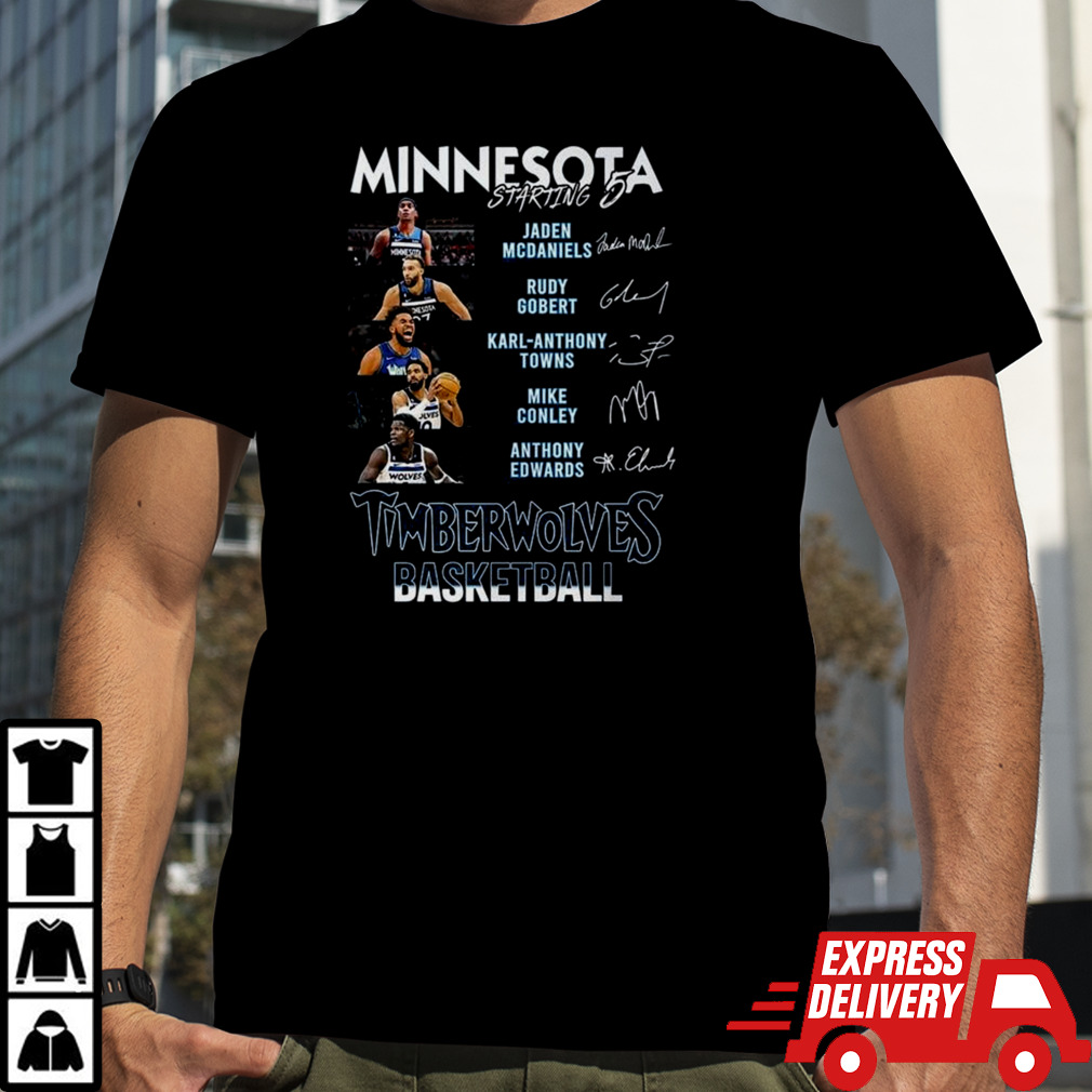 All Stars Minnesota Timberwolves Starting 6 Basketball Signatures Shirt