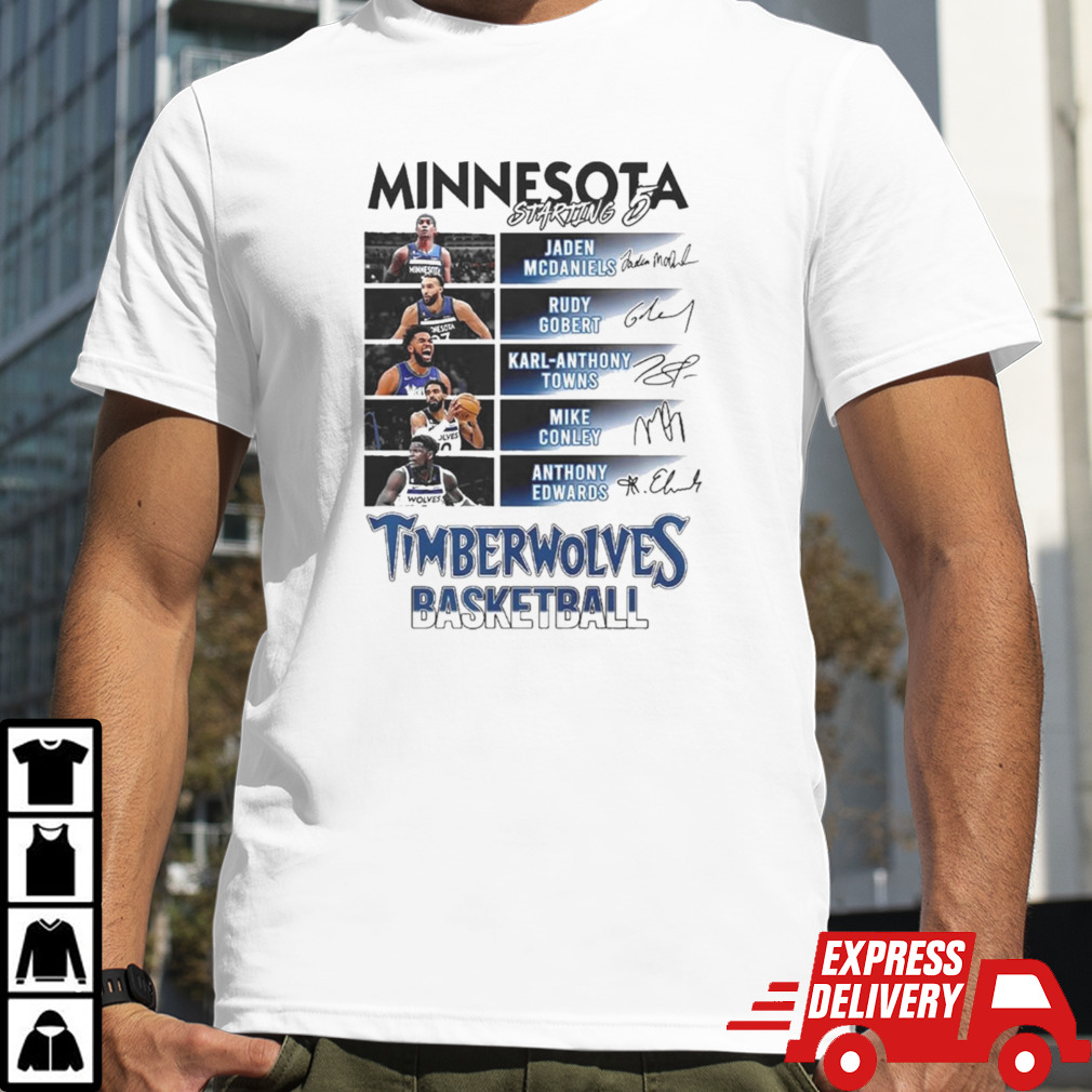 All Stars Minnesota Timberwolves Starting 6 Basketball White Design Shirt