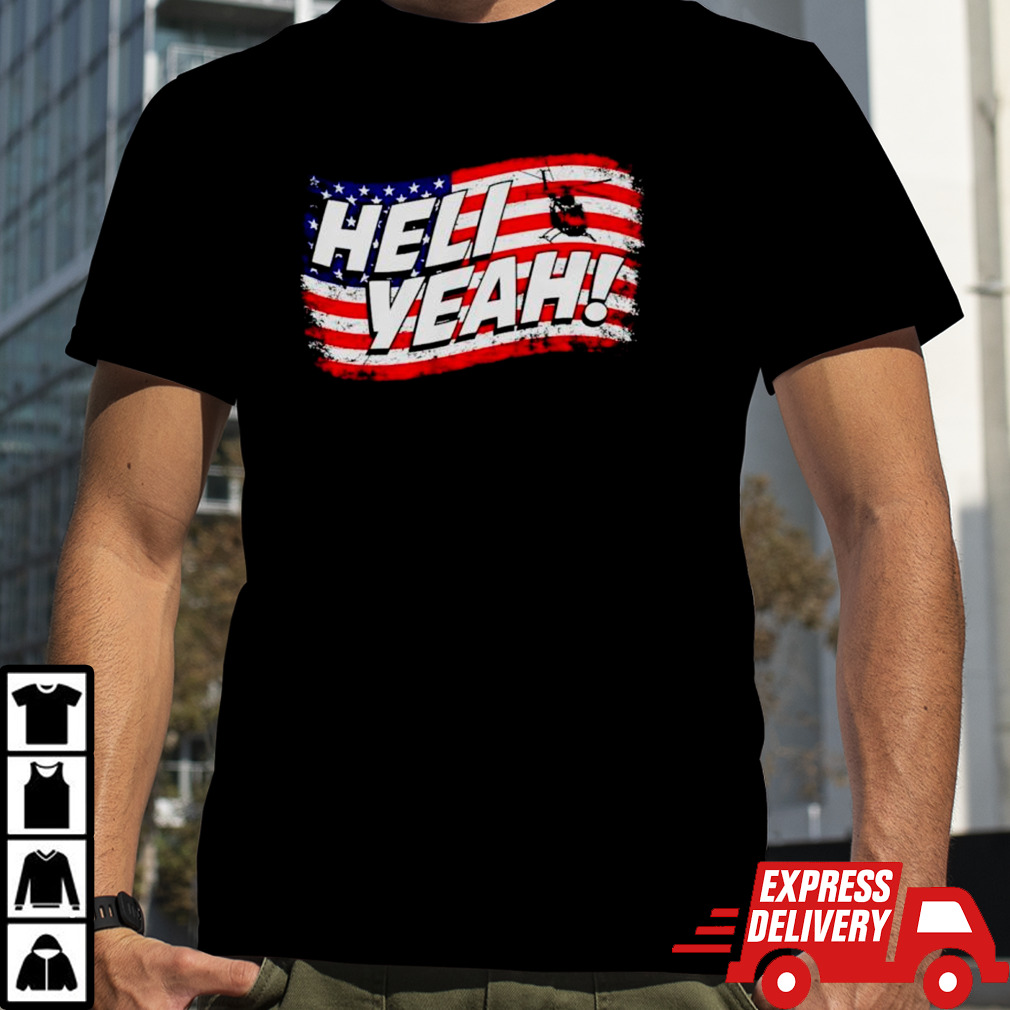 Helicopter Heli yeah American flag shirt