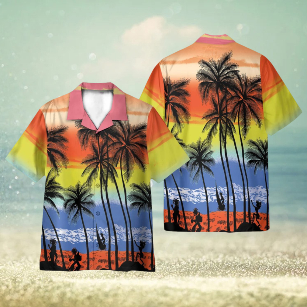 Beach Colorful Tropical Palm Tree 3D Hawaiian Shirt Holiday Gift