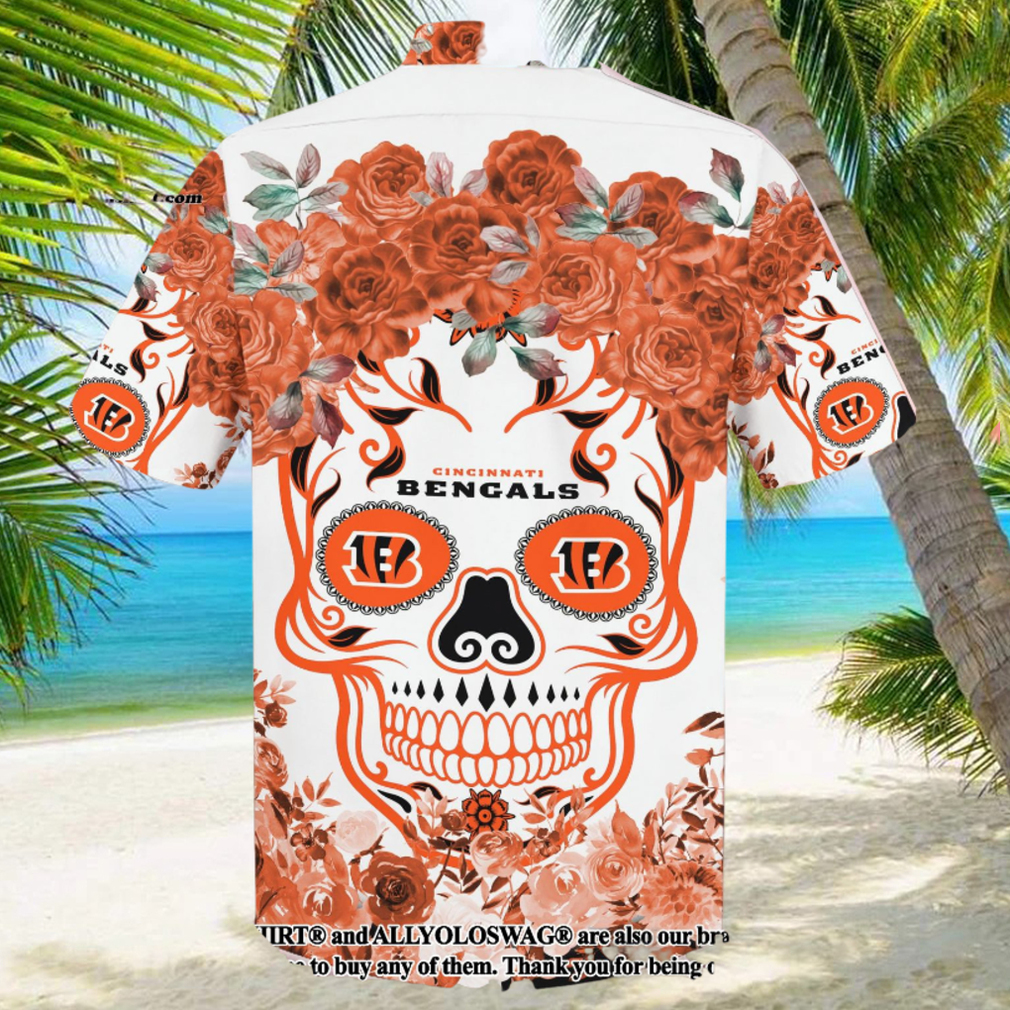 Bengals NFL Flower Skull Classic Full Printed Hawaiian Shirt