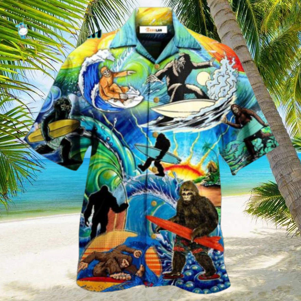 Bigfoot Loves Cool Surfing Hawaiian Shirt