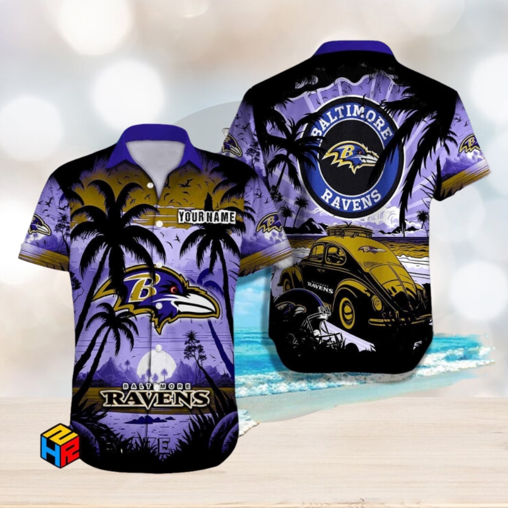 Custom Name Baltimore Ravens Hawaiian Shirt Football Lover Christmas Gift Aloha