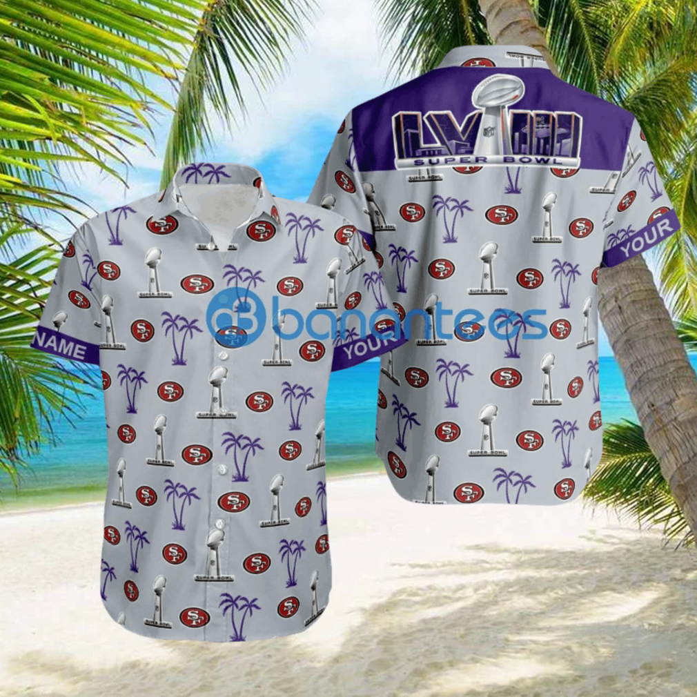 Custom Name Super Bowl LVIII San Francisco 49ers Grey Hawaiian Shirt Trends For Men Women Gift