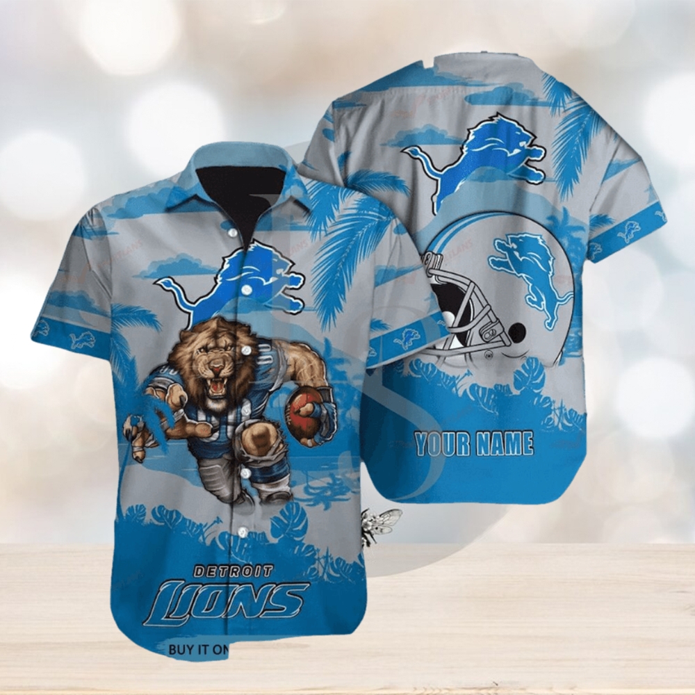 Detroit Lions Mascot Custom Name Hawaiian Shirt