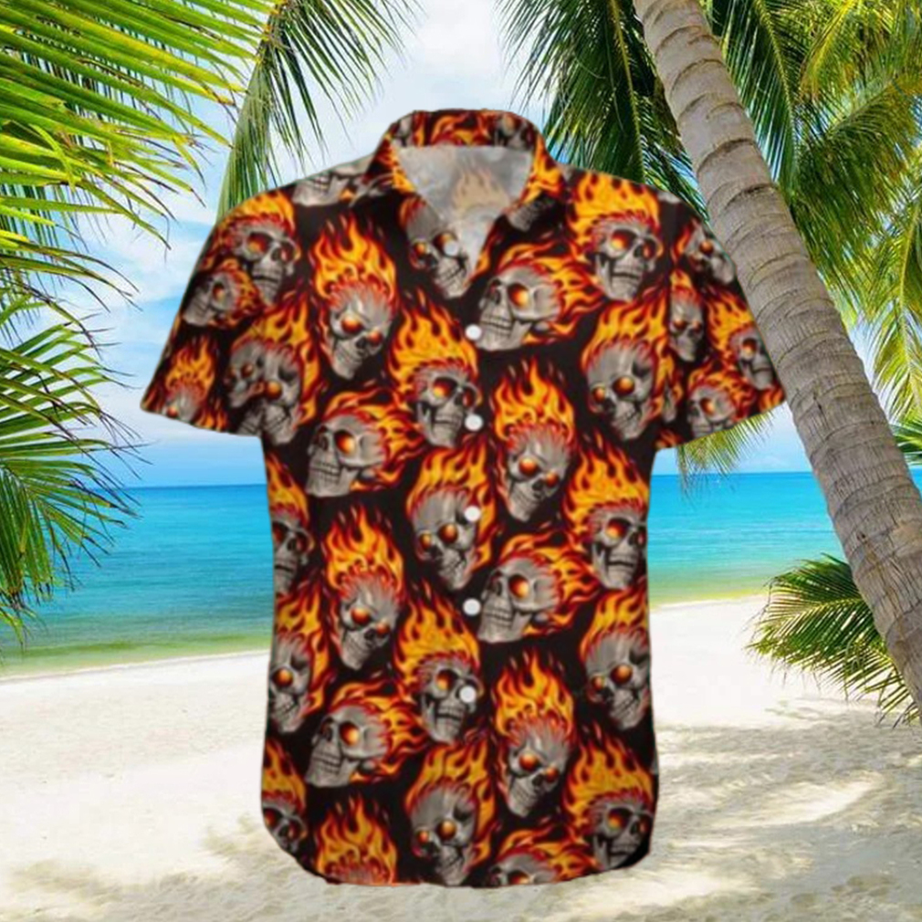 Discover Cool Fire Skull Pattern Aloha Hawaiian Shirt For Men Women