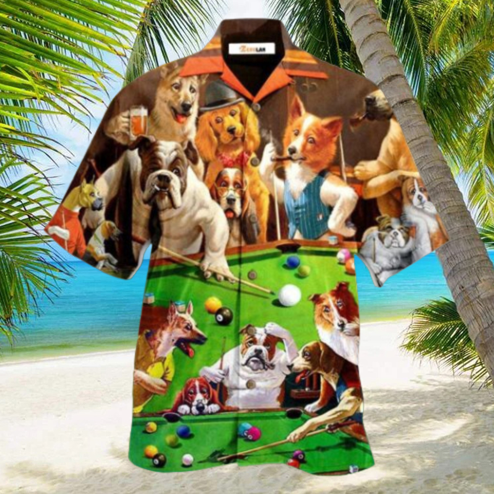 Dogs Billiard Playing Pool Hawaiian Shirt