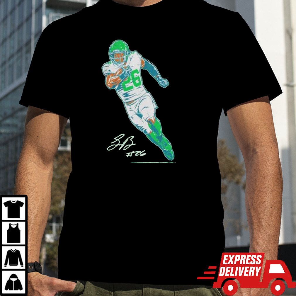 Philadelphia Eagles Saquon Barkley 26 signature superstar pose shirt