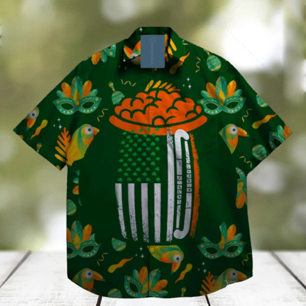 american flag shamrock leprechaun st patrick day hawaiian shirt beach