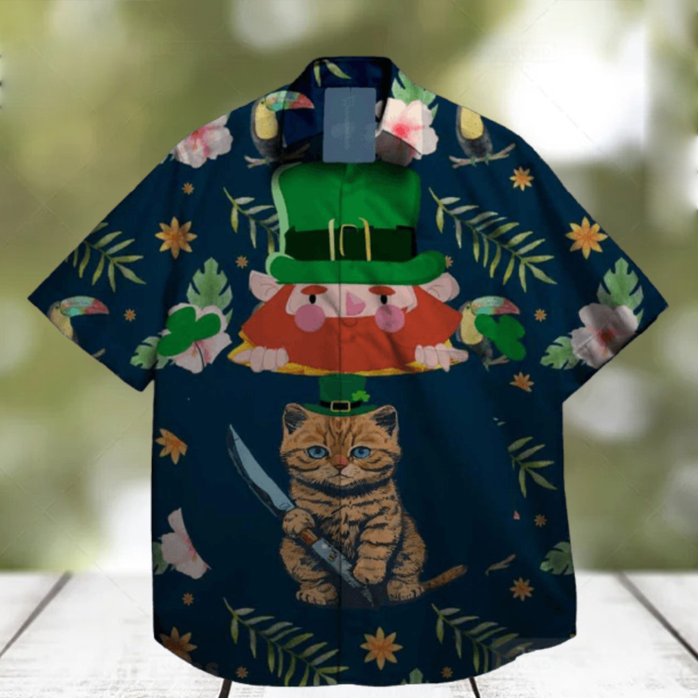 cats and shamrock at st patrick day hawaiian shirt designer