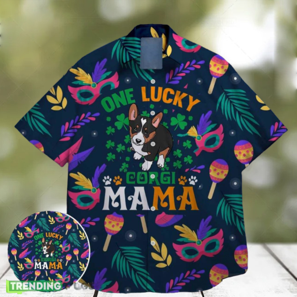 corgi mama funny charm green shamrock bigfoot st paddys vibes on st patrick day hawaiian shirt