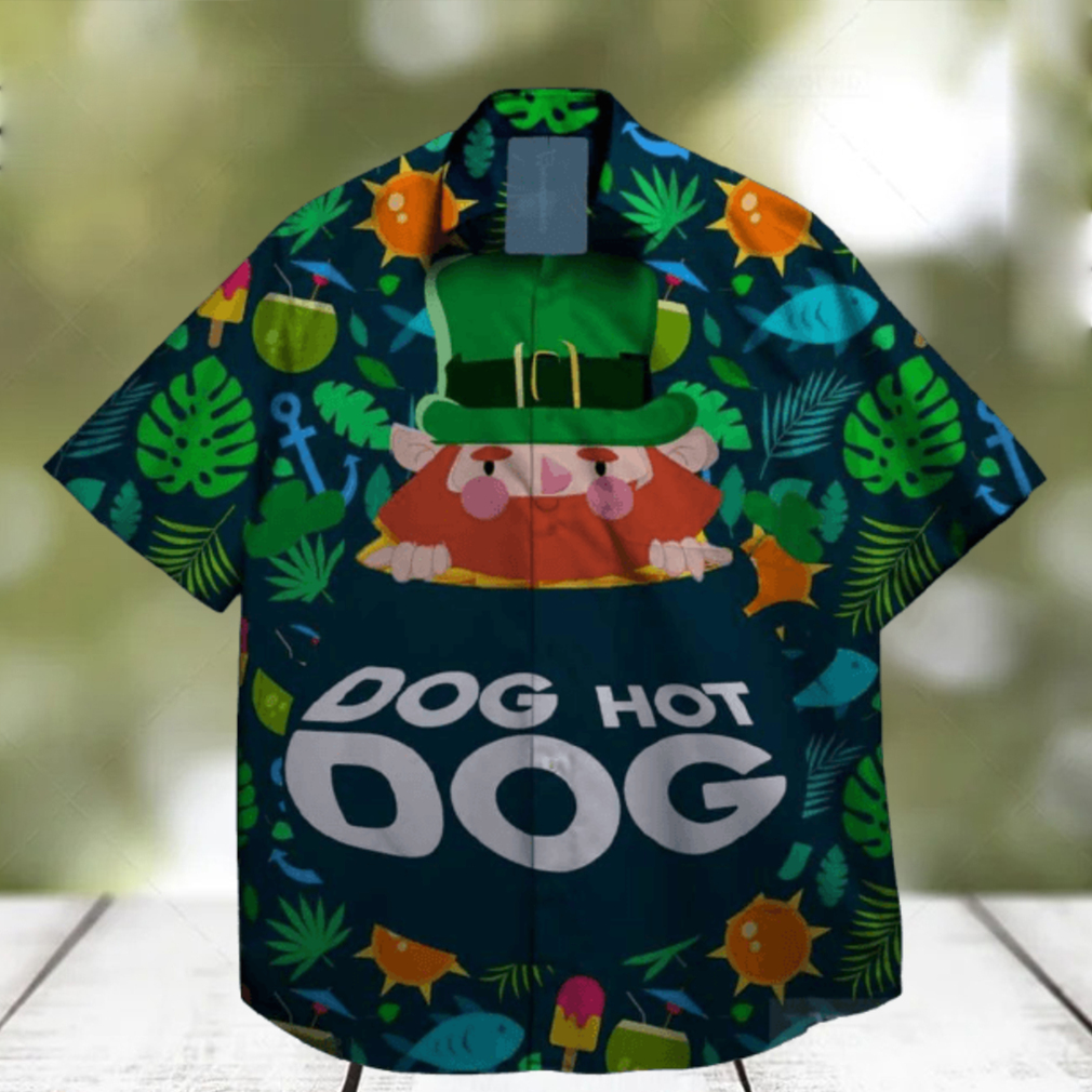 dog hot dog st patrick day hawaiian shirt