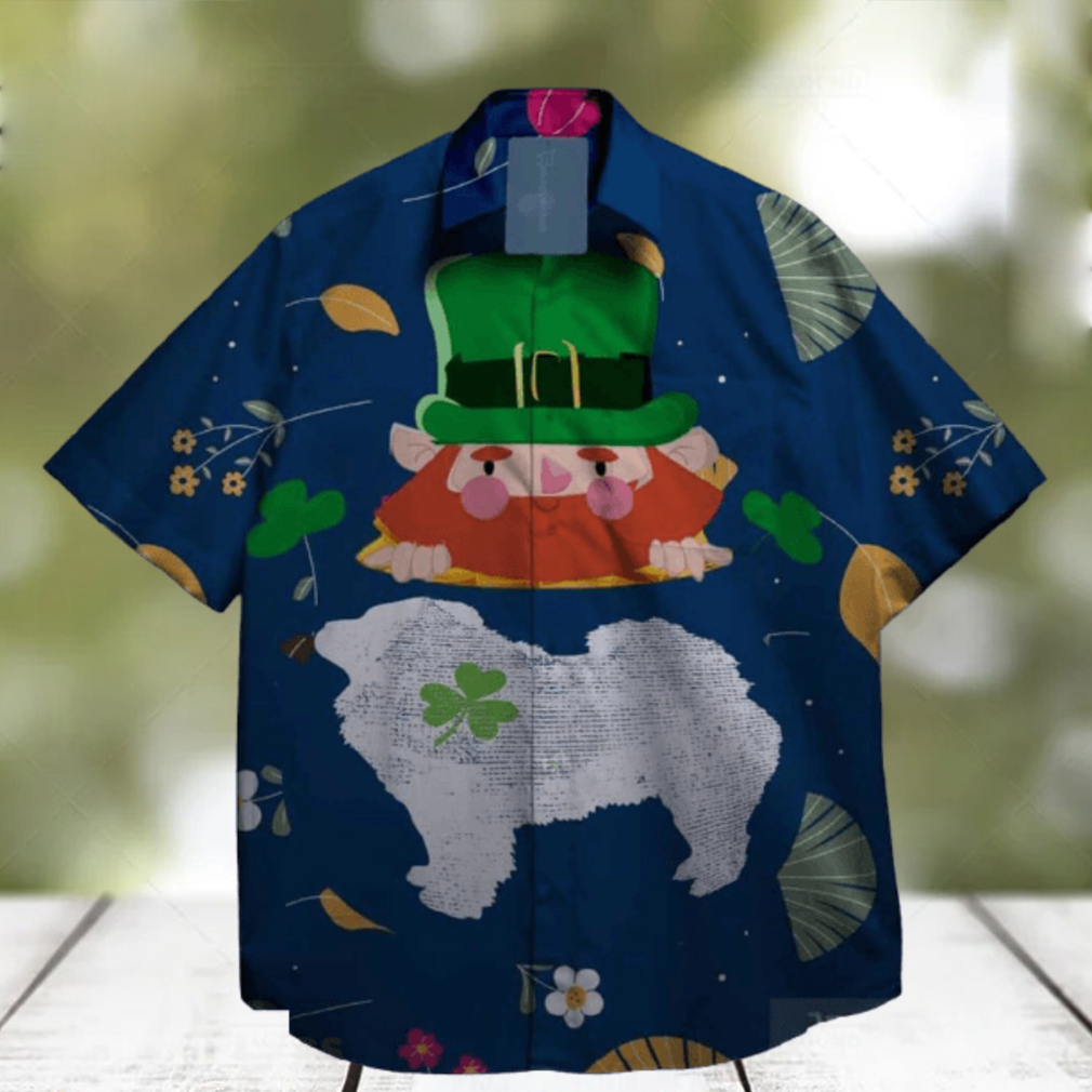 dogs and shamrock at st patrick day hawaiian shirt