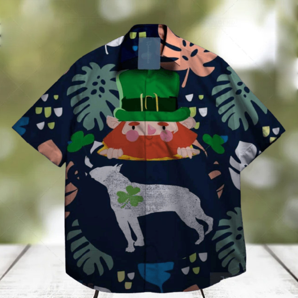 dogs and shamrock at st patrick day hawaiian shirt floral